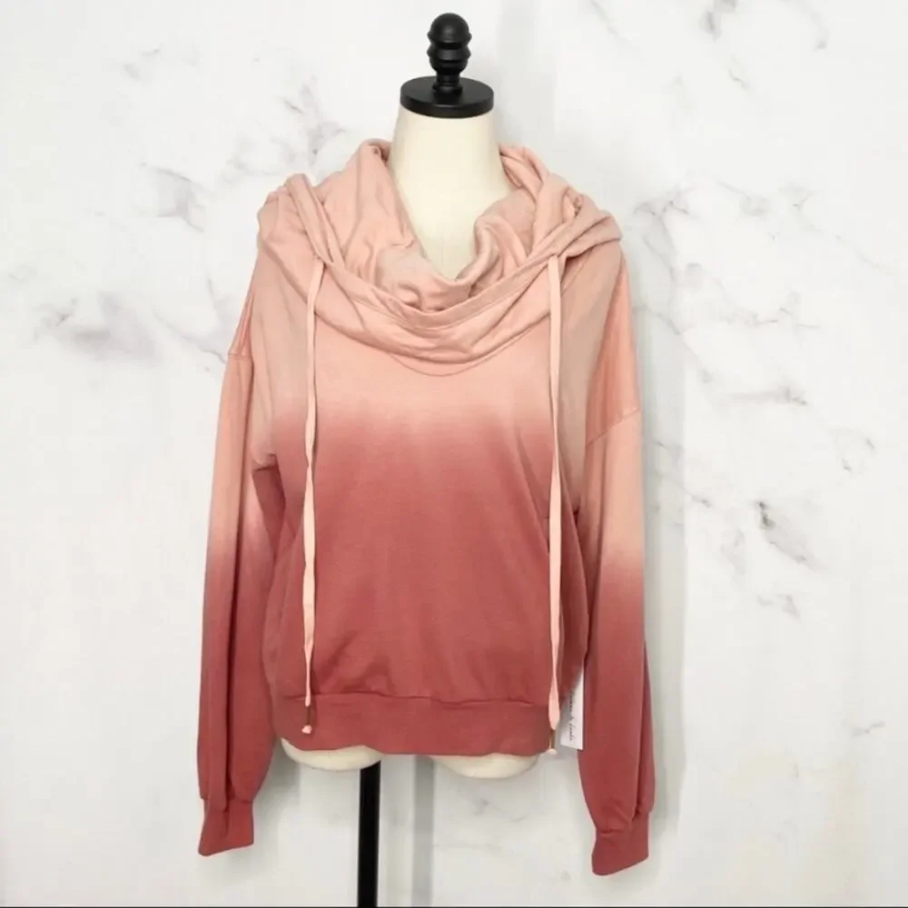 NWT Young Fabulous & Broke Ombre Piper Hoodie Pink Boho Beach Lounge Size S